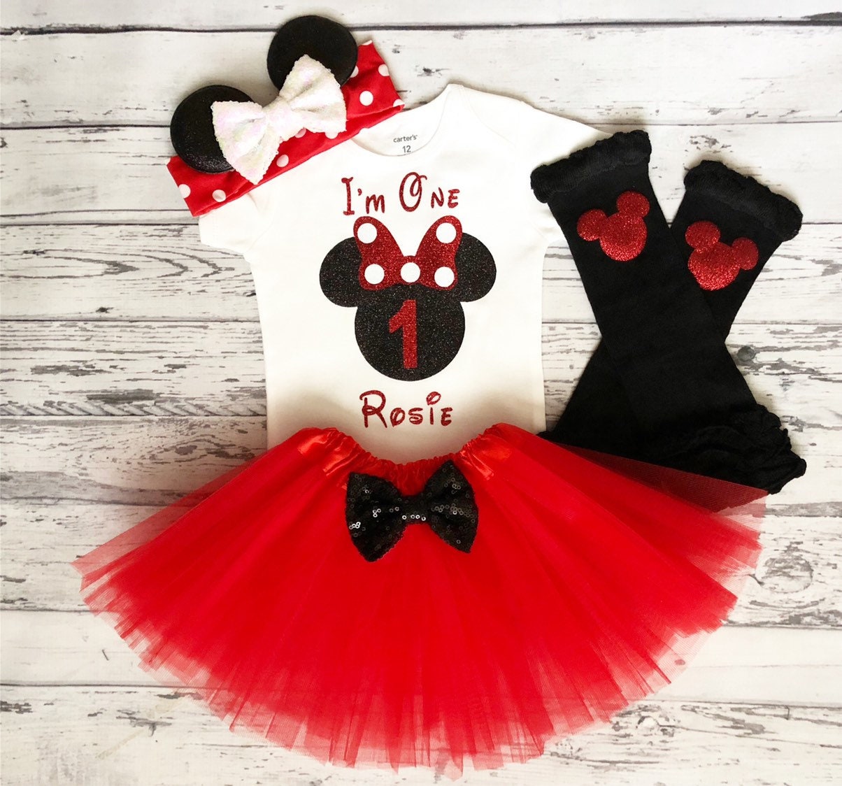 Ensemble anniversaire, Minnie Mouse, tutu, anniversaire, 2 ans