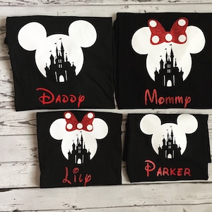 Matching Disney Family Shirts Disney World Shirts Disneyland Shirts Custom Personalized 2026 Mickey or Minnie Ears Castle Disney Trip