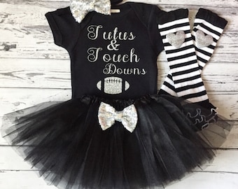 Tutus & Touchdowns Traje de niña Tutus y Touchdowns Body Baby Girl body Baby Tutu Black Tutu Glitter Body Baby Sister Fan