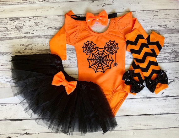 Mickey Minnie Mouse Disney Halloween Leotard Baby Girl Orange Leotard Baby  Girl Halloween Outfit Halloween Disney Trip Halloween Tutu - Main Image