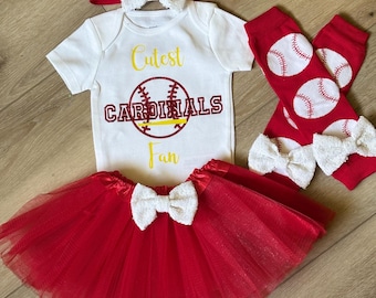 Baby Girl Cardinals Baseball Outfit Girl St Louis Cardinals Inspired Baby Shower Gift Girls Baseball Outfit Baby Girl Team Outfit St Louis