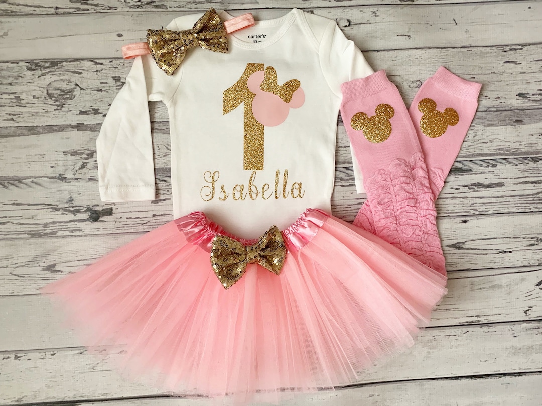 Pink and Gold Personalized Minnie Mouse 1st Birthday Outfit Minnie ...