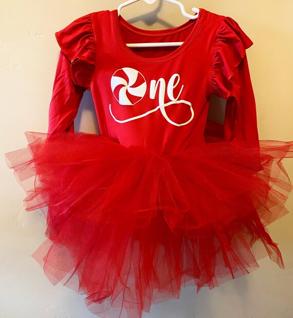 Christmas First Baby Girl tutu dress 1st Birthday Dress First Birthday  outfit peppermint outfit red tutu dress baby girl Christmas dress RED