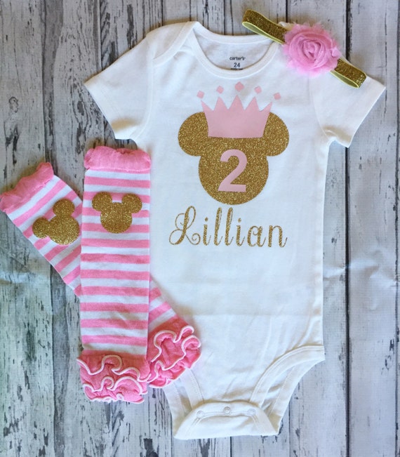 Pink and Gold Personalized Minnie Mouse 2nd Birthday Shirt, Minnie