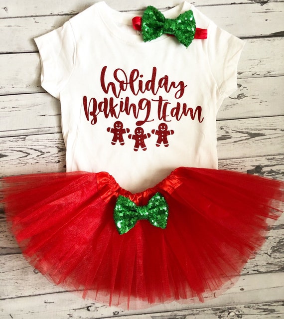 Baby Girl Christmas Outfit Holiday Baking Team Bodysuit Holiday