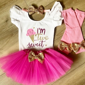 I’m Two Sweet 2nd Birthday Leotard 2nd Birthday Outfit Two Sweet Ice Cream Tutu 2nd Birthday Outfit Two Year Old Birthday Party Tutu outfit