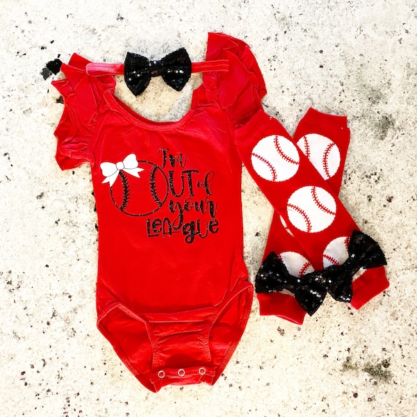 I’m Out Of Your League Baby Girl Baseball Outfit Baby Girl Baseball Red Leotard Glitter Baseball Outfit Red Tutu Baseball Legwarmers Sister