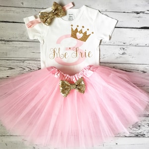 Pink and Gold Princess 3rd Birthday Personalized outfit, 3rd Birthday personalized Shirt, Princess Third Birthday Bodysuit Pink and gold