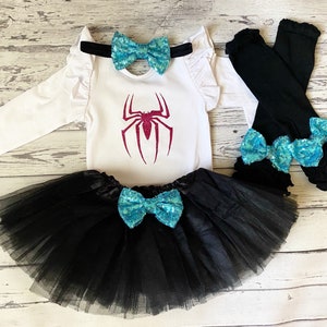 SPIDERMAN Leotard baby girl leotard Flutter short long sleeve superhero hero spidergirl spider woman gwen stacy avengers Halloween