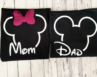 Pink and Black Mommy and Daddy Shirts, Mickey and Minnie Dad and Mom Shirts Disney Trip 2022 Disney Shirts for Mom and Dad Black Pink