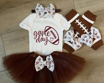 Vestito da football per bambina, scaldamuscoli da football, body della squadra, regalo per baby shower, vestito da football per bambine, vestito da squadra NFL, football universitario
