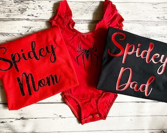SPIDERMAN Mom and Dad Shirts Spidey Mom Spidey Dad Tshirts superhero hero spidergirl spider woman gwen stacy avengers Birthday Disney Trip