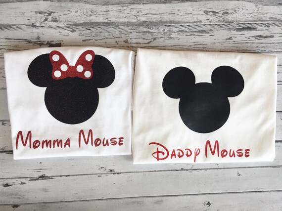 Black and Red Mommy and Daddy Shirts, Mickey and Minnie Daddy and
