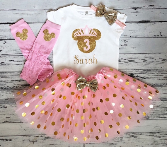 Rosa Und Gold 3 Geburtstag Personalisierte Minnie Mouse Etsy