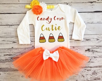Candy Corn Cutie 1. Halloween Outfit Baby Mädchen Halloween Outfit Baby Mädchen Halloween Kostüm Orange Tutu Baby Mädchen Halloween Outfit Kleinkind