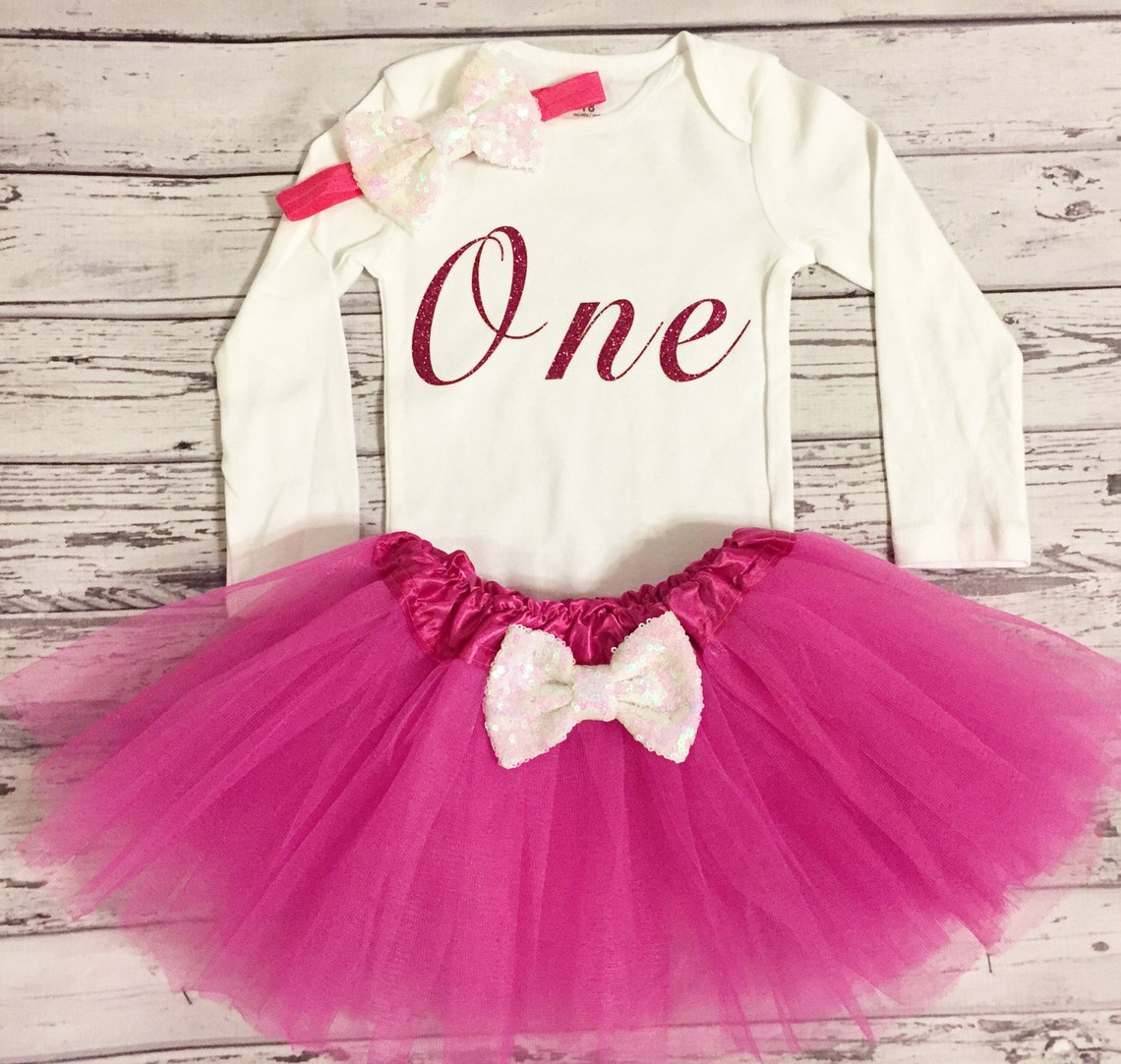Pink Glitter One Bodysuit Fuschia Pink Glitter 1st Birthday Etsy