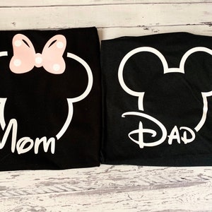 Pink and Black Mommy and Daddy Shirts, Mickey and Minnie Dad and Mom Shirts Disney Trip 2025 Disney Shirts for Mom and Dad Black Pink
