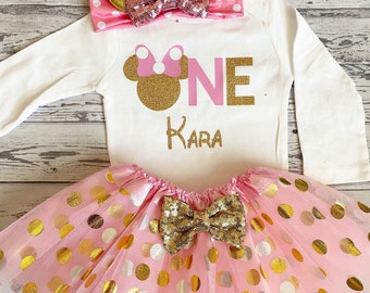 Personalized Pink and Gold Im Twodles Girls Minnie Mouse 1st Birthday Outfit First Birthday One Shirt Birthday Minnie Mouse Birthday Shirt