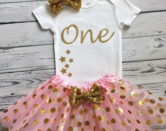 Gold Glitter Twinkle Twinkle Little Star One Bodysuit, Pink and Gold Glitter 1st Birthday Bodysuit, Gold Glitter Bodysuit, Star Birthday