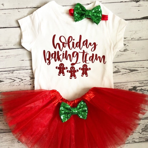 Baby Girl Christmas Outfit Holiday Baking Team Bodysuit Holiday