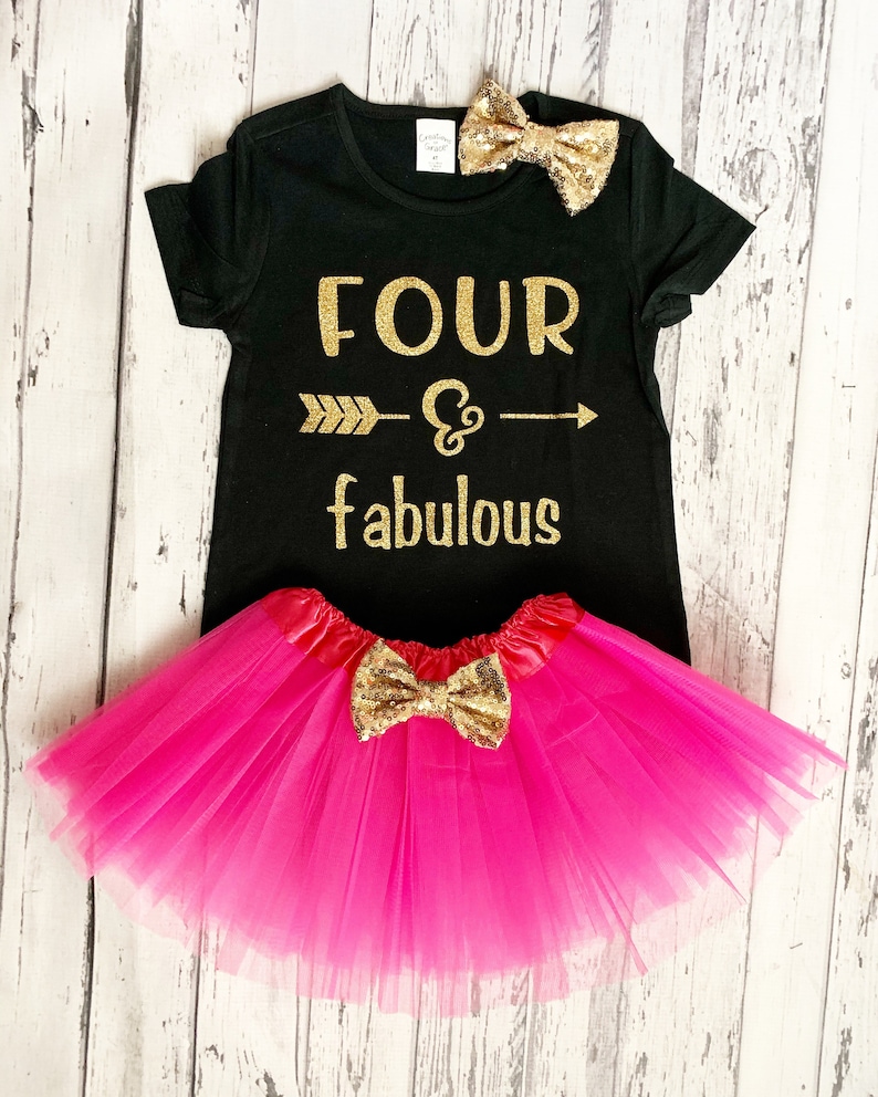 Four and Fabulous 4th Birthday Outfit Fourth Birthday Four and - Etsy