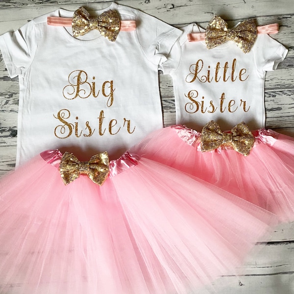 Matching Big Sister Little Sister Outfits Big Sister Little Sister Bodysuits Big Sister Pregnancy Announcement Sister Matching Tutus