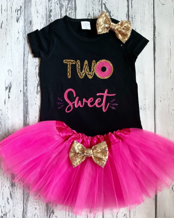 Two Sweet 2nd Birthday Shirt 2nd Birthday Black and Gold Shirt Two Sweet Donut Top 2nd Birthday Outfit Two Year Old Birthday Party