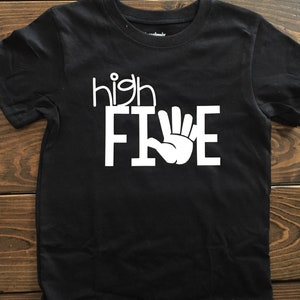 High Five 5th Birthday Boy Shirt Boys Birthday Outfit Theme Custom 5th Birthday Shirt Fifth Birthday Outfit High Five Top