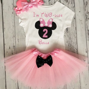 Personalized Pink and Black Im Twodles Girls Minnie Mouse 2nd Birthday ...