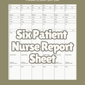 Minimalist SIX patient nursing brain sheet, perfect for Med/Surg nurses | Immediate download and print! PDF Digital Template