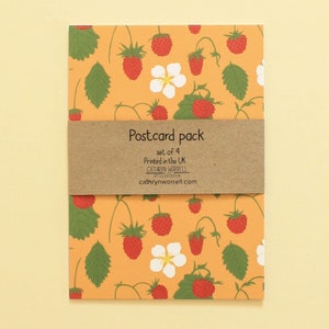 Wild Strawberry illustrated postcard pack, Patterned postcards