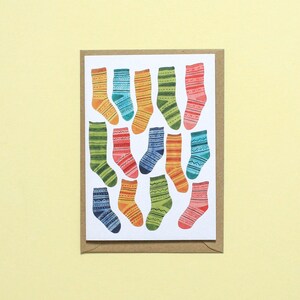 Colourful Fair Isle socks greeting card, Card for sewer, Gift for maker, Gift for knitter image 3