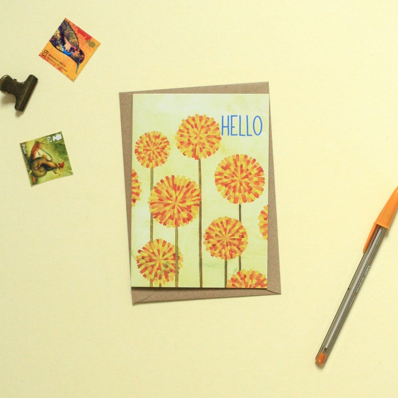 Dandelions Notecard, Wild Flowers Illustration, Blank Greeting Card, Hand Lettering image 2