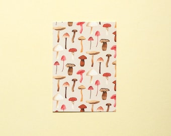 Mushroom pattern Illustrated postcard | Single postcard | Mini art print | Snail mail | Nature art | Woodland postcard | Funghi