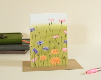 Wildflowers greeting card, blank notecard, Eco-friendly birthday card, Mother's Day card