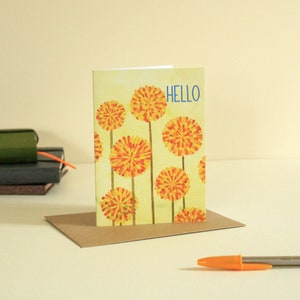 Dandelions Notecard, Wild Flowers Illustration, Blank Greeting Card, Hand Lettering image 1