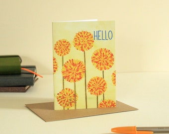 Dandelions Notecard, Wild Flowers Illustration, Blank Greeting Card, Hand Lettering