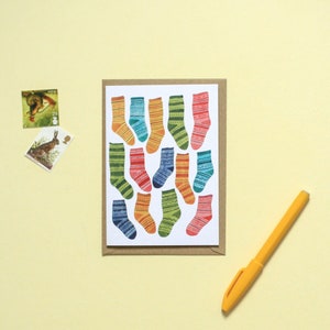 Colourful Fair Isle socks greeting card, Card for sewer, Gift for maker, Gift for knitter 画像 4