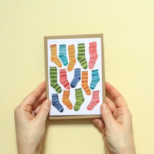 Colourful Fair Isle socks greeting card, Card for sewer, Gift for maker, Gift for knitter image 5