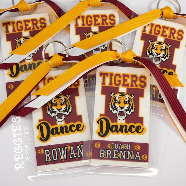 Personalized Dance Team Bag Tags, Dance gifts, Custom Cheer Bag Tags