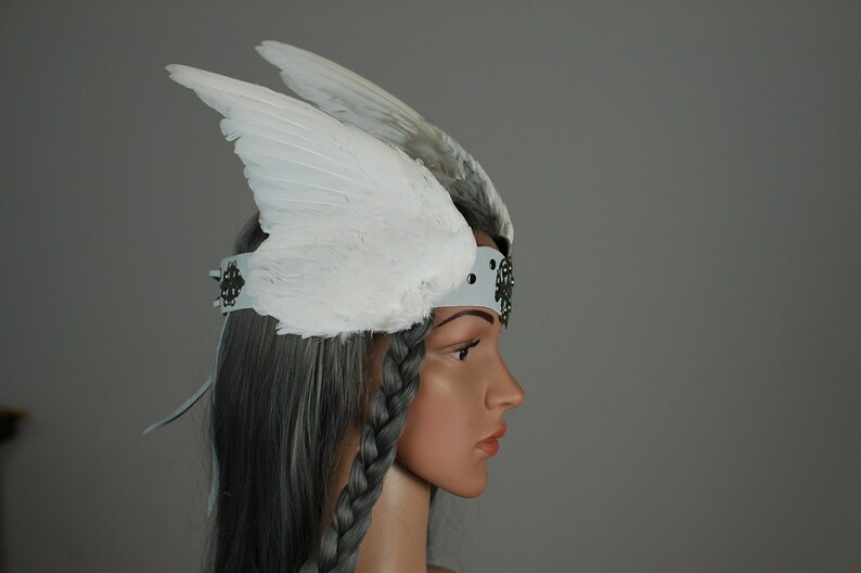 Viking Headdress Valkyrie Headpiece Feather Wings Hairband Etsy