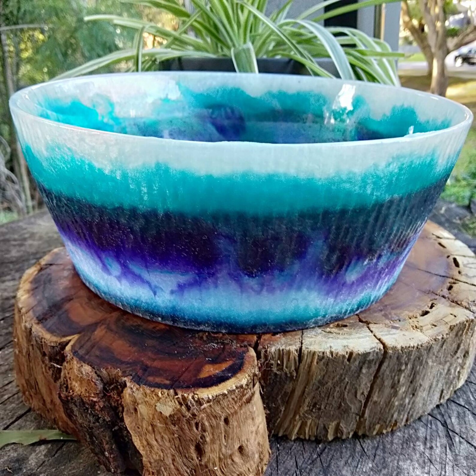 Beautiful large resin salad or fruit bowl. Unique one of a Etsy