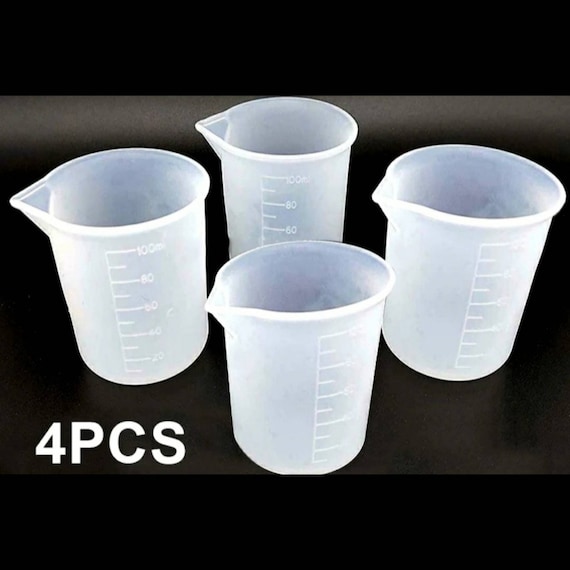 Set of 4 X 100ml Flexible Silicone Measuring Cup Jug. Use for Baking, Cake  Decorating, Resin or Paint Art and Craft. Fluid Art Paint Pouring 