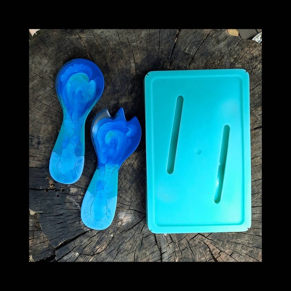 SILICONE MOULD / MOLD for pair of salad servers. Modern shape. Epoxy or Acrylic Resin Jesmonite Concrete Premium Quality Silicone Handmade