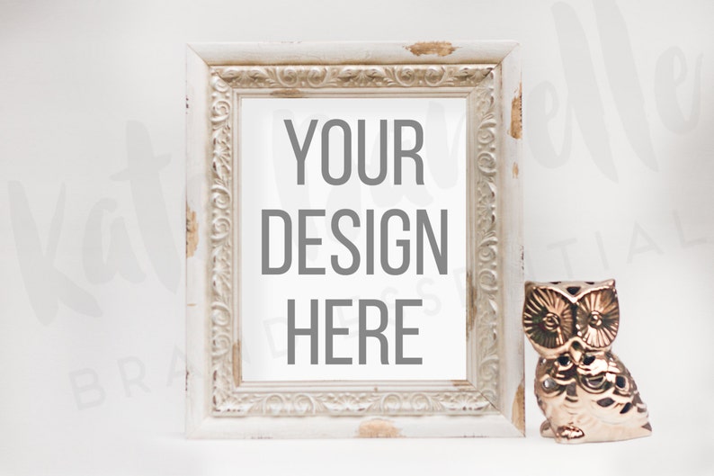 White Frame Mockup Photo Fall Frame Mockup Rustic Mockup with Owl Empty Autumn Frame Mockup Empty Frame Mockup