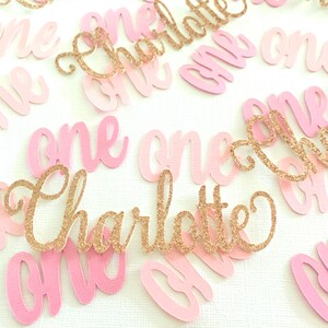 Name Confetti, Pink Party Decorations, Rose Gold Glitter Party Decor, Personalised Confetti, First Birthday Girl Decorations, Table Confetti