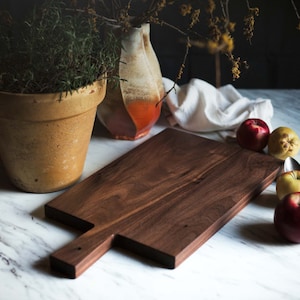 Wide Wedged Walnut Cutting Board, Wood Serving Board, Charcuterie Board, Large Board with Handle