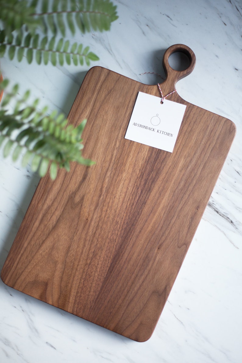 Wide Farmhouse No Glue/ Solid Wood Walnut Wood Cutting Board with Handle ORGANIC Finish/ Serving Board / Wood Cutting Board image 3