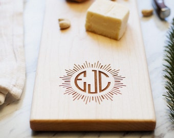 Personalized Cheese Board - Monogram Engraved - Custom Engraving Charcuterie Board - Gift Engraving, Personalized- All Natural - No Glue