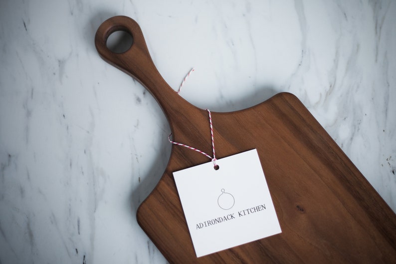 Classic Walnut Wood Cutting Board with Handle, Wood Serving Board, Paddle Board All Natural No Glue image 1